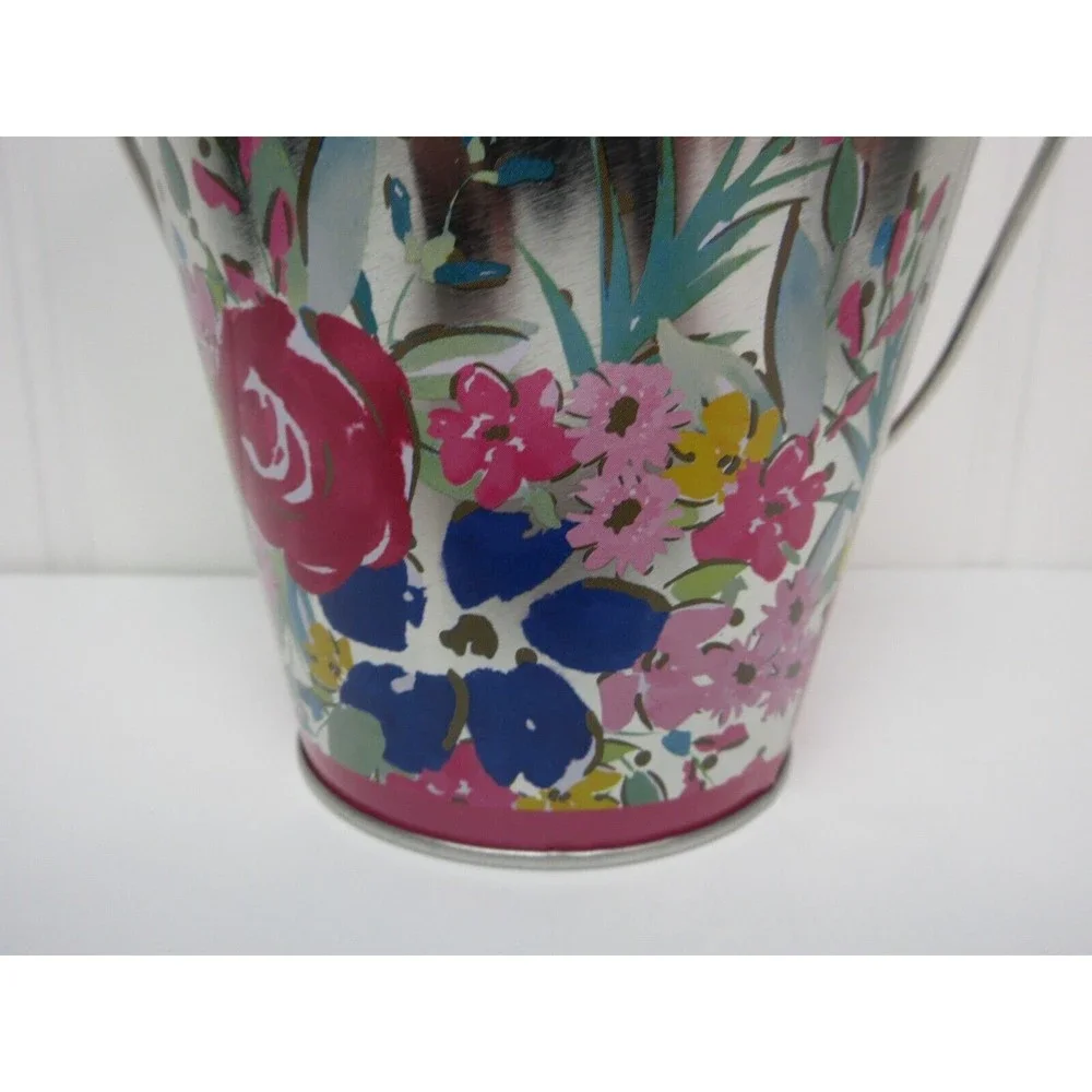 Pioneer Woman Floral Tin Pail Flowers Party Wedding 4.5